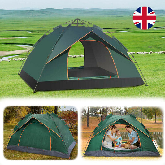 3 Man Easy Instant Automatic Instant Double Layer Pop up Camping Hiking Tent Dual Warm Waterproof Outdoor UK